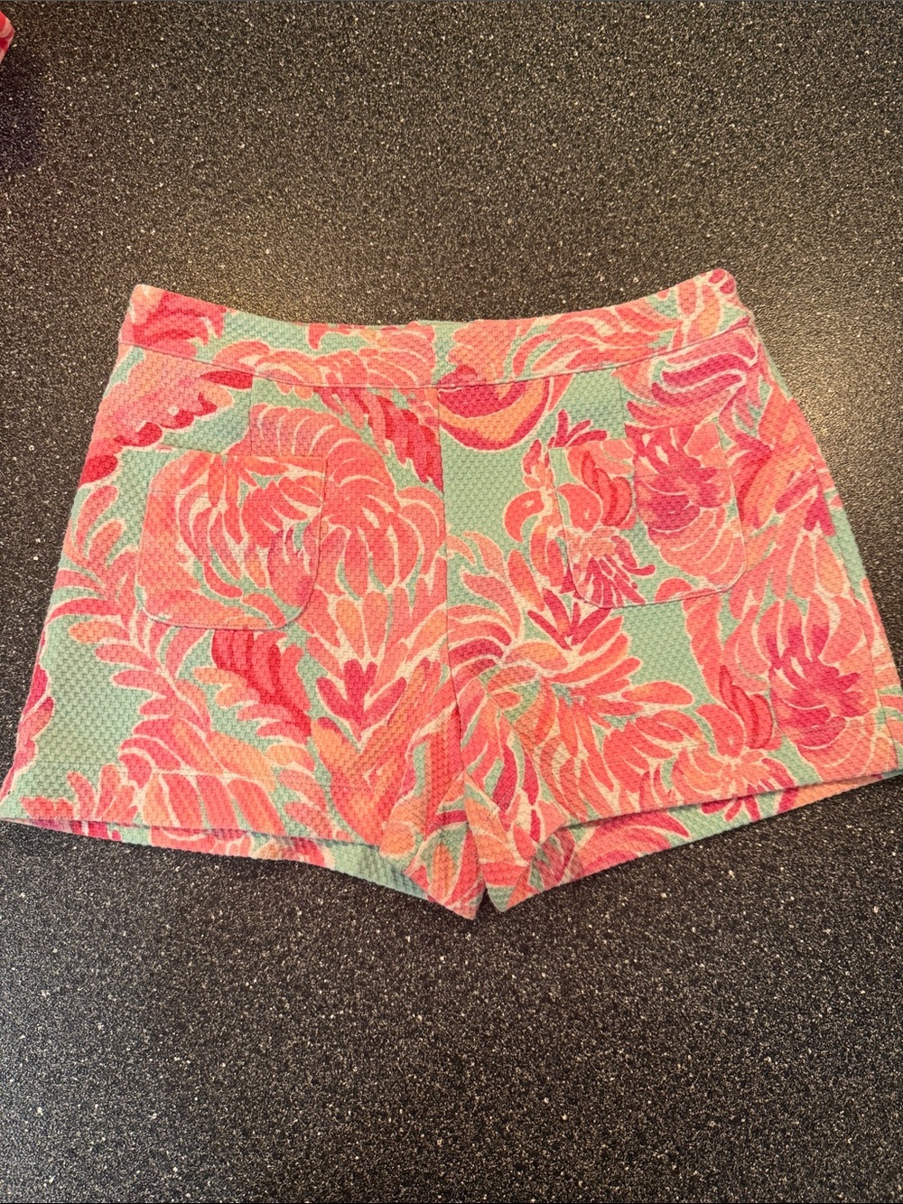Women’s Lilly Pulitzer Pink & Aqua Floral High-Waist Alycia Shorts - size 4